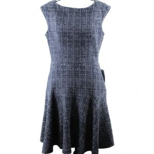 Fit Flare Dress Boat Neck Zipper Blackish Blue  10